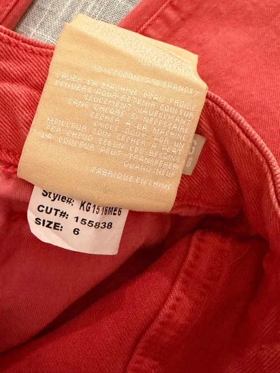 KUT From The Kloth Meg Wide Leg Cropped Jeans Size 6 Salmon Raw Hem - Picture 9 of 9